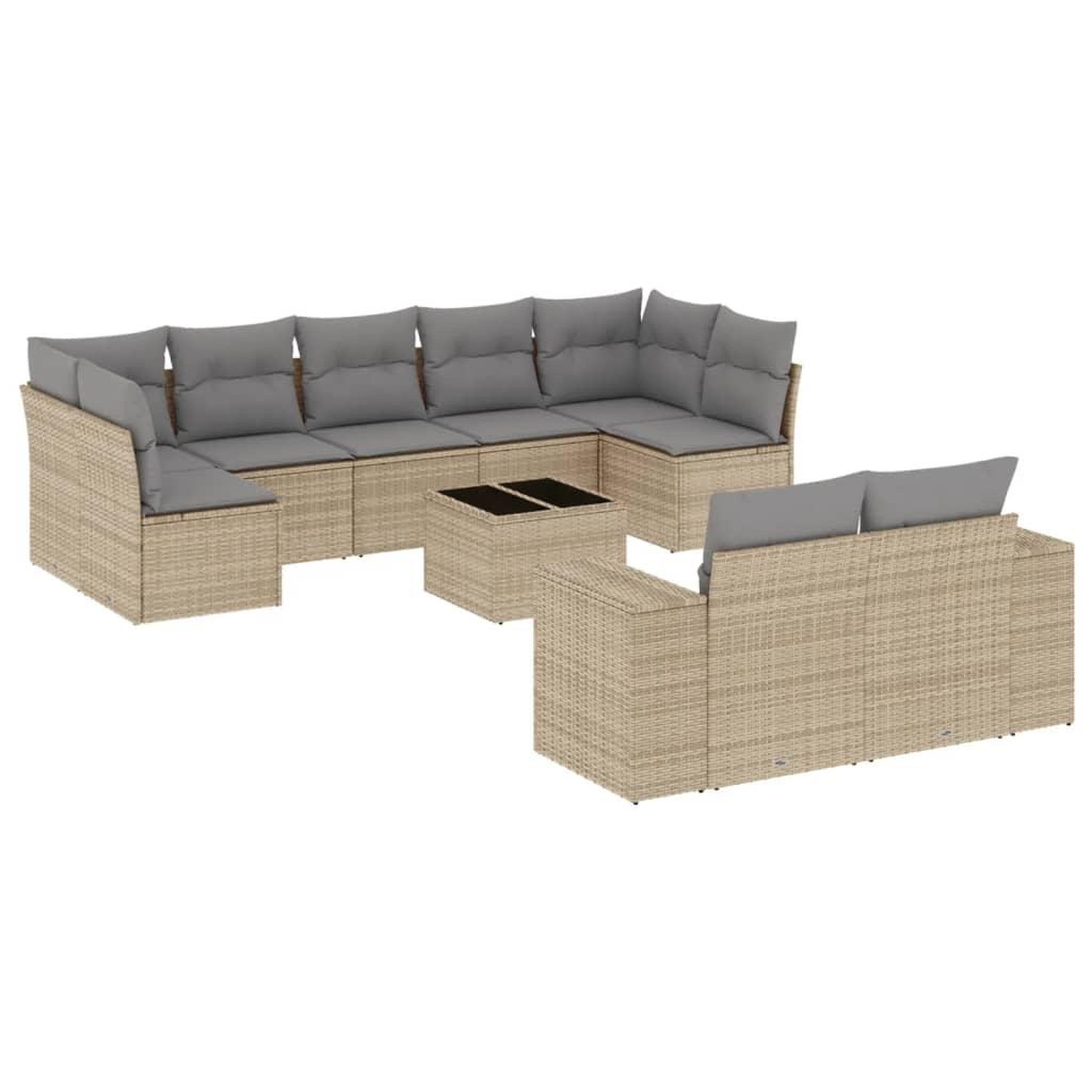 Voir la diapositive 2 : VIDAXL Salon de jardin avec coussins 10 pcs beige resine tressee