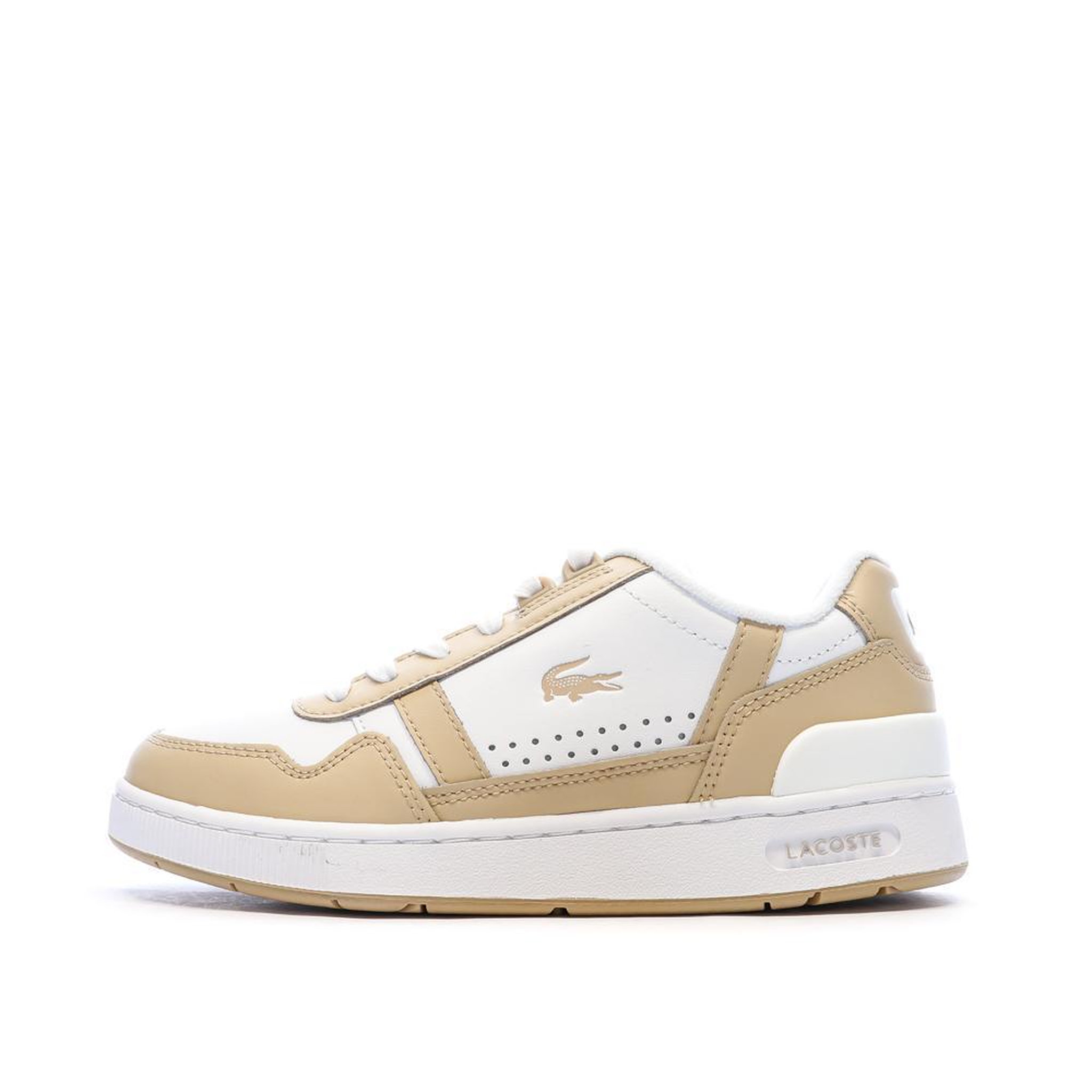 Lacoste Baskets Blanche/Beige Homme Lacoste T-clip 124. Coloris disponibles : Beige