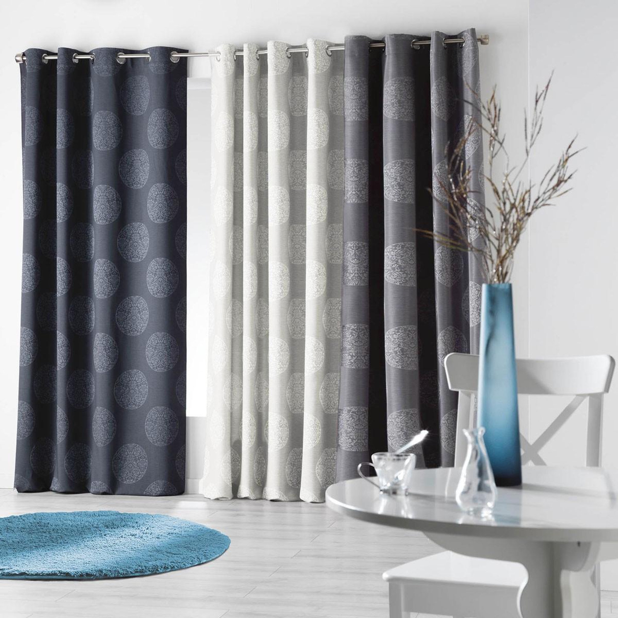 Voir la diapositive 2 : Douceur d'Intérieur Rideau à oeillets jacquard  orkys  140x260cm navy