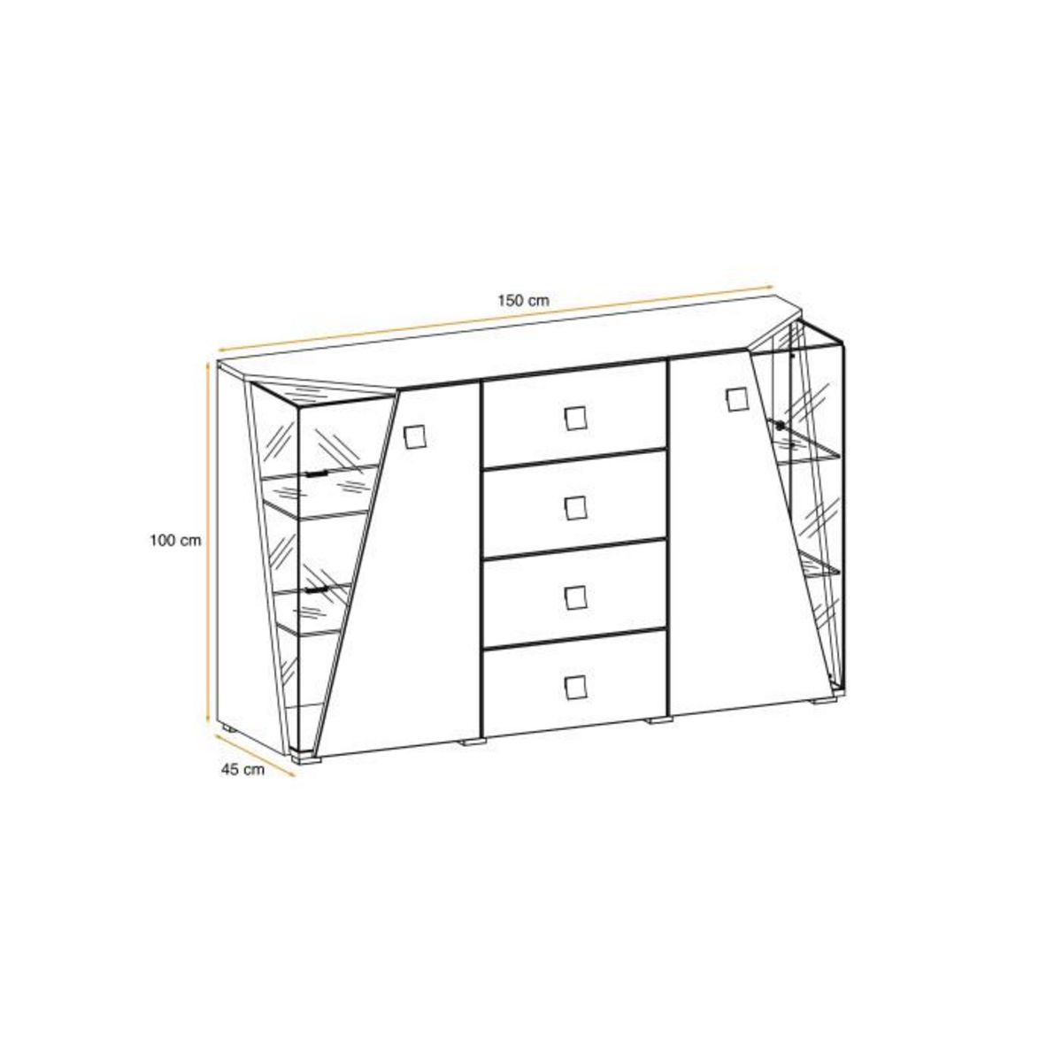 Paris Prix Buffet Design 2 Portes Led  Edge  150cm Blanc