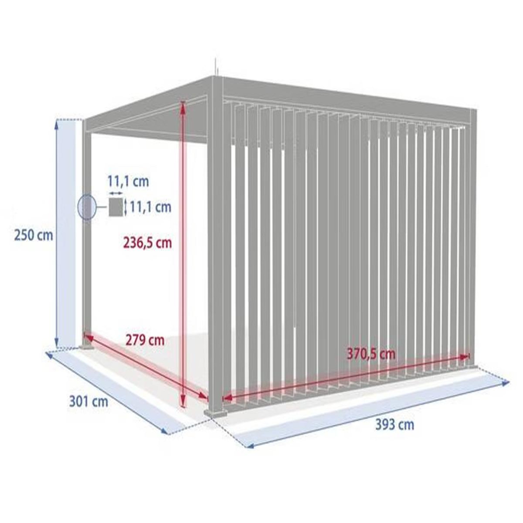 Voir la diapositive 3 : HESPERIDE Persienne verticale pour pergola evora côté 4 m argile - hespéride