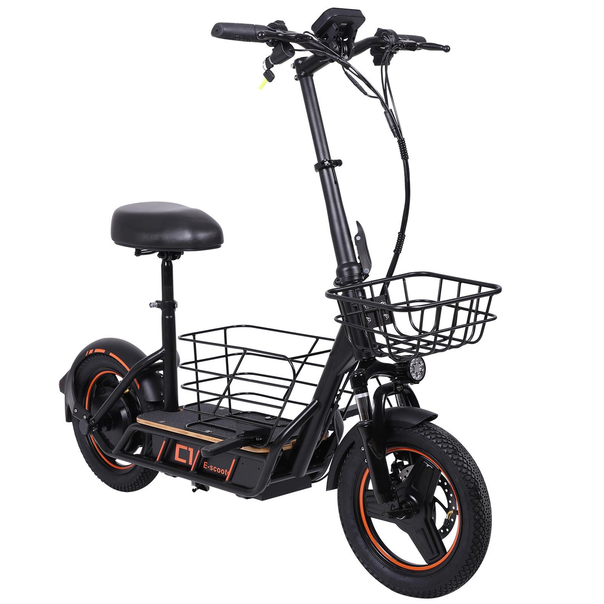 Voir la diapositive 2 : FREEBOY Trottinette électrique freeboy h14 avec siège et panier, autonomie de 35 km, pneus de 14 pouces