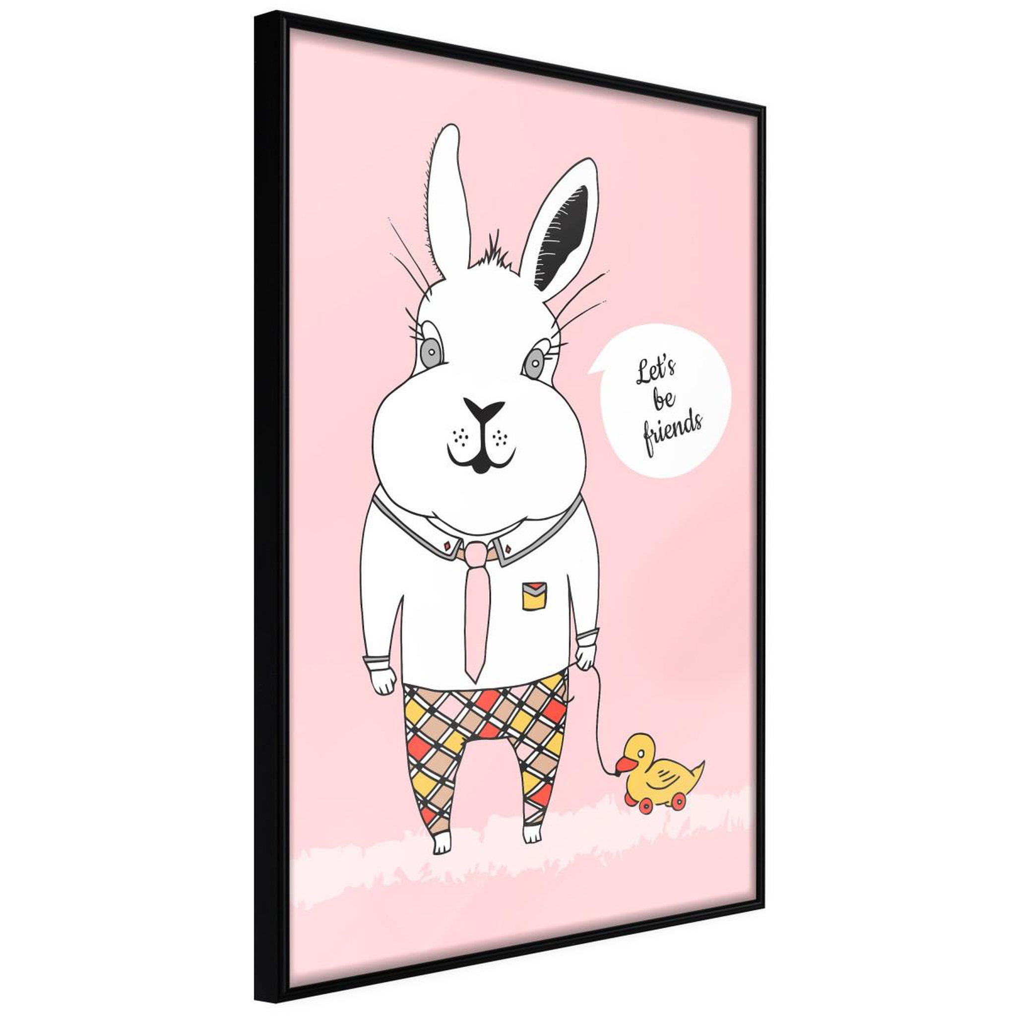 Paris Prix Affiche murale encadrée  friendly bunny. Coloris disponibles : Noir, Jaune