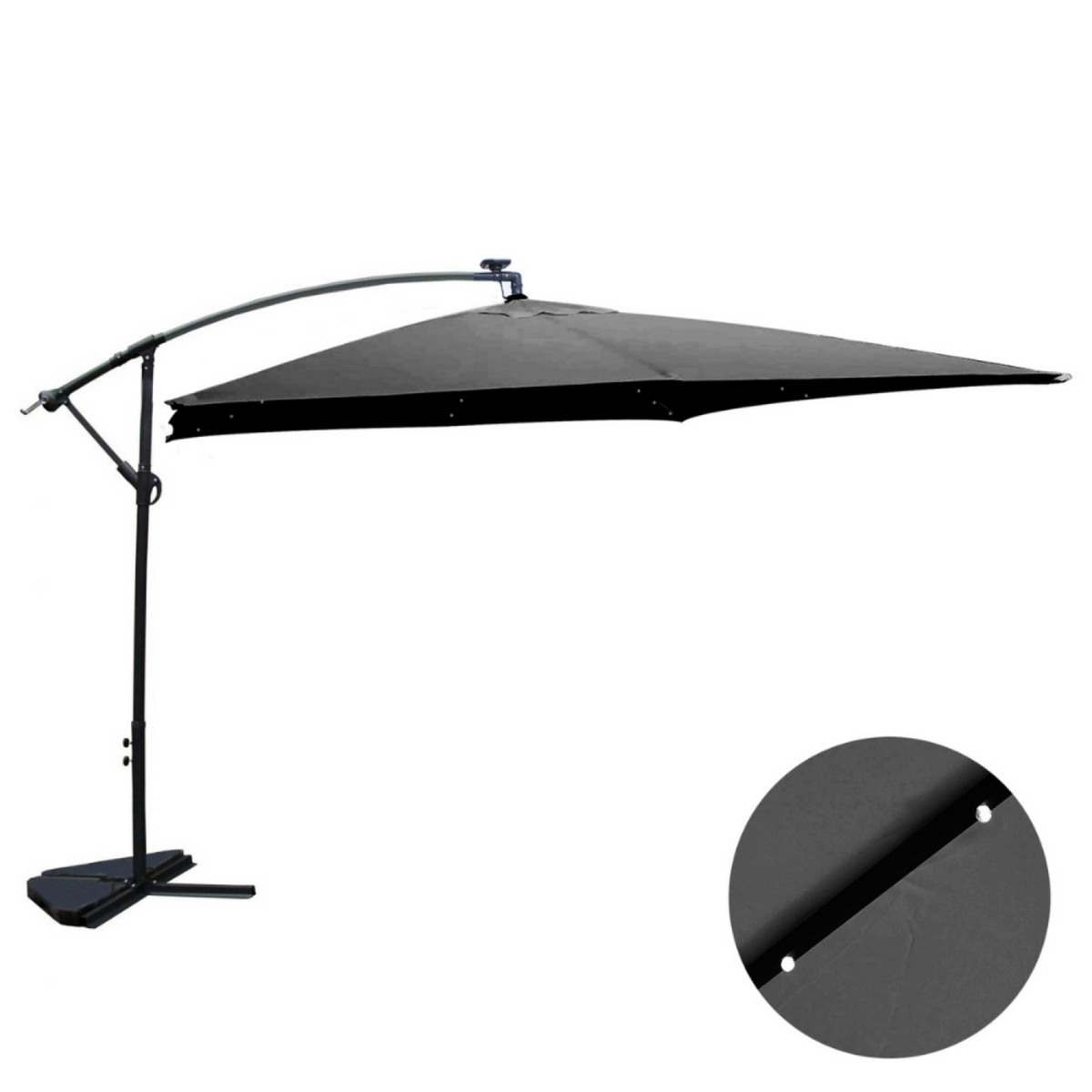 CONCEPT USINE Parasol Bulle LED déporté 3 x 3 m gris SOLENZARA
