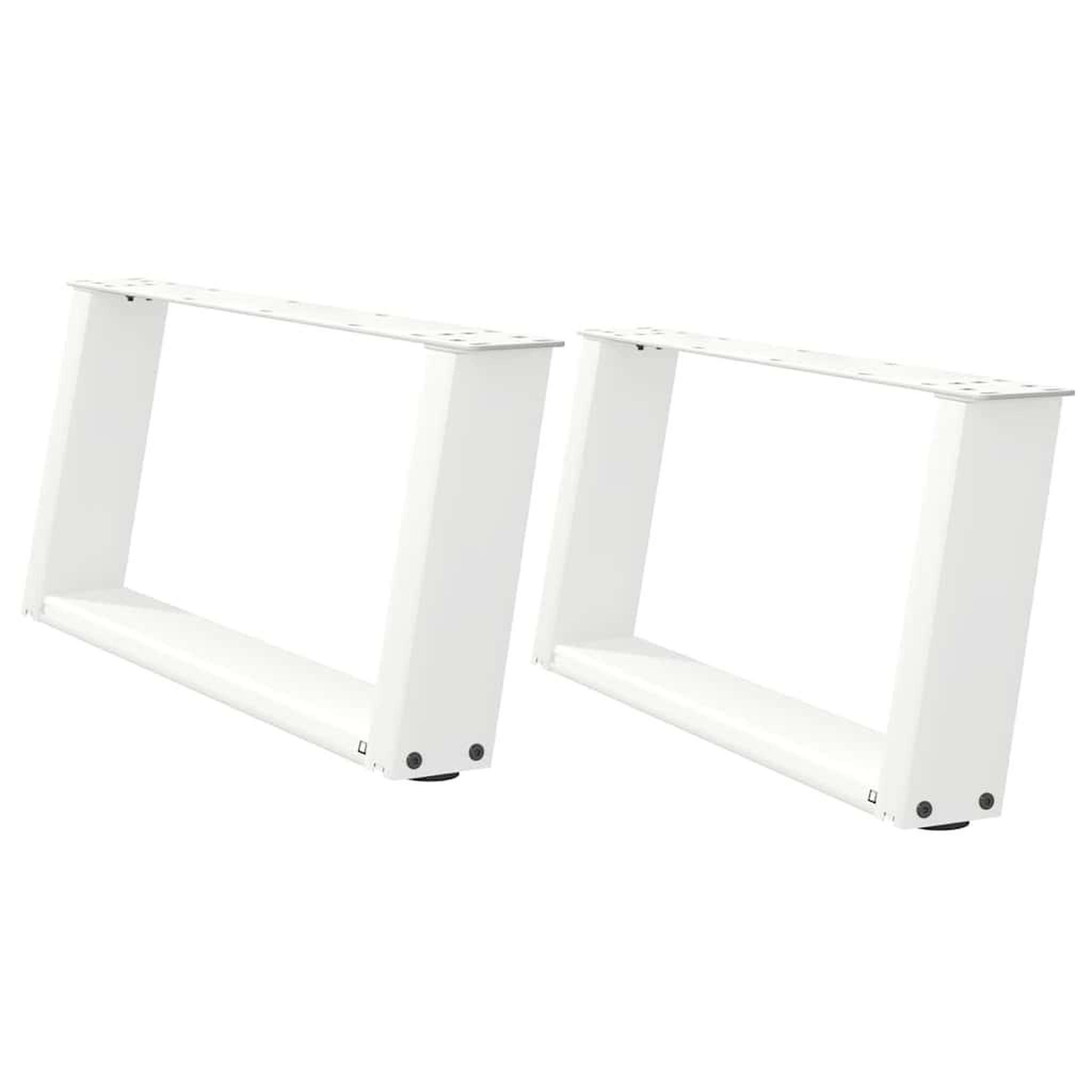 Voir la diapositive 2 : VIDAXL Pieds de table basse forme de U 2 pcs blanc 70x(30-31) cm acier