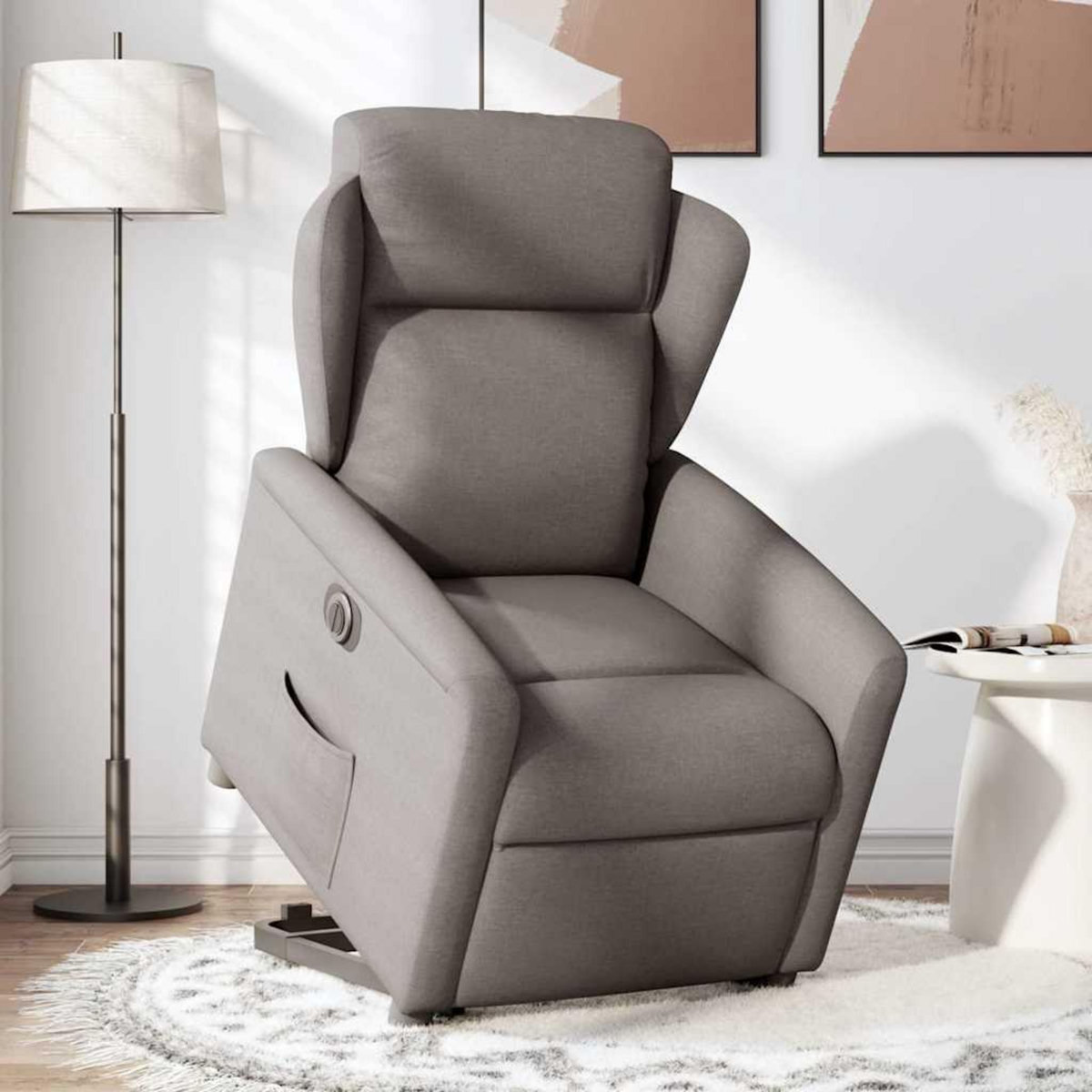 VIDAXL Fauteuil inclinable electrique taupe tissu