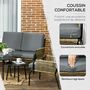 Voir la diapositive 4 : OUTSUNNY Salon de jardin en résine tressée modulable 4 pers. 5 pièces avec 1 canapé 2 fauteuils et 2 tables basses rondes acier sable
