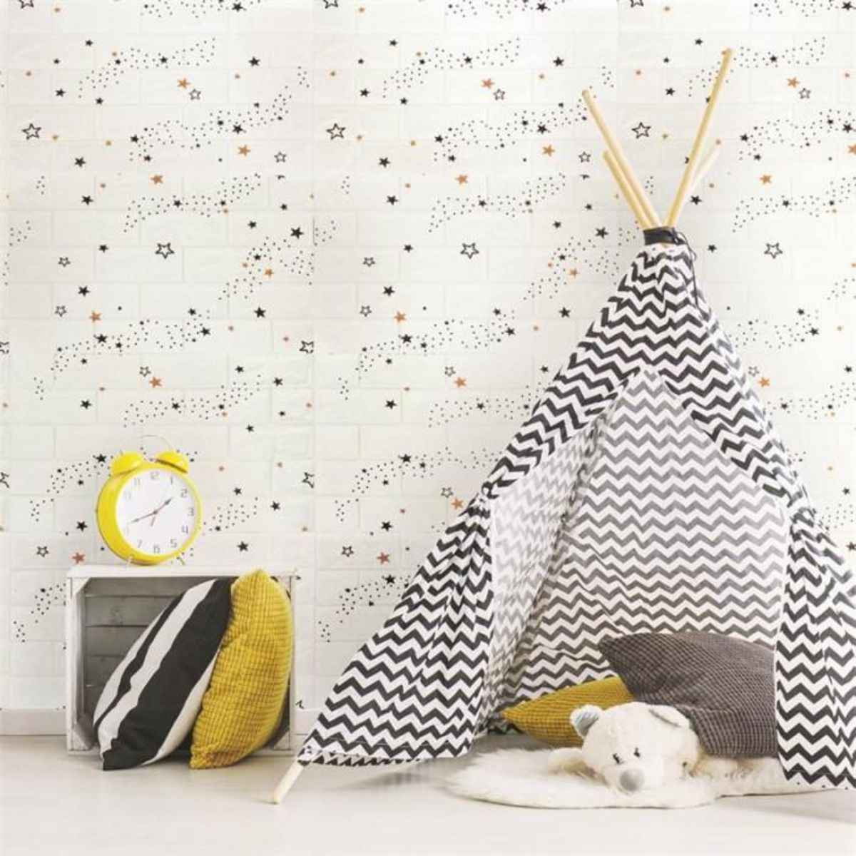 Paris Prix Lot de 3 Stickers Effet Brique  Adhésif  70cm Blanc