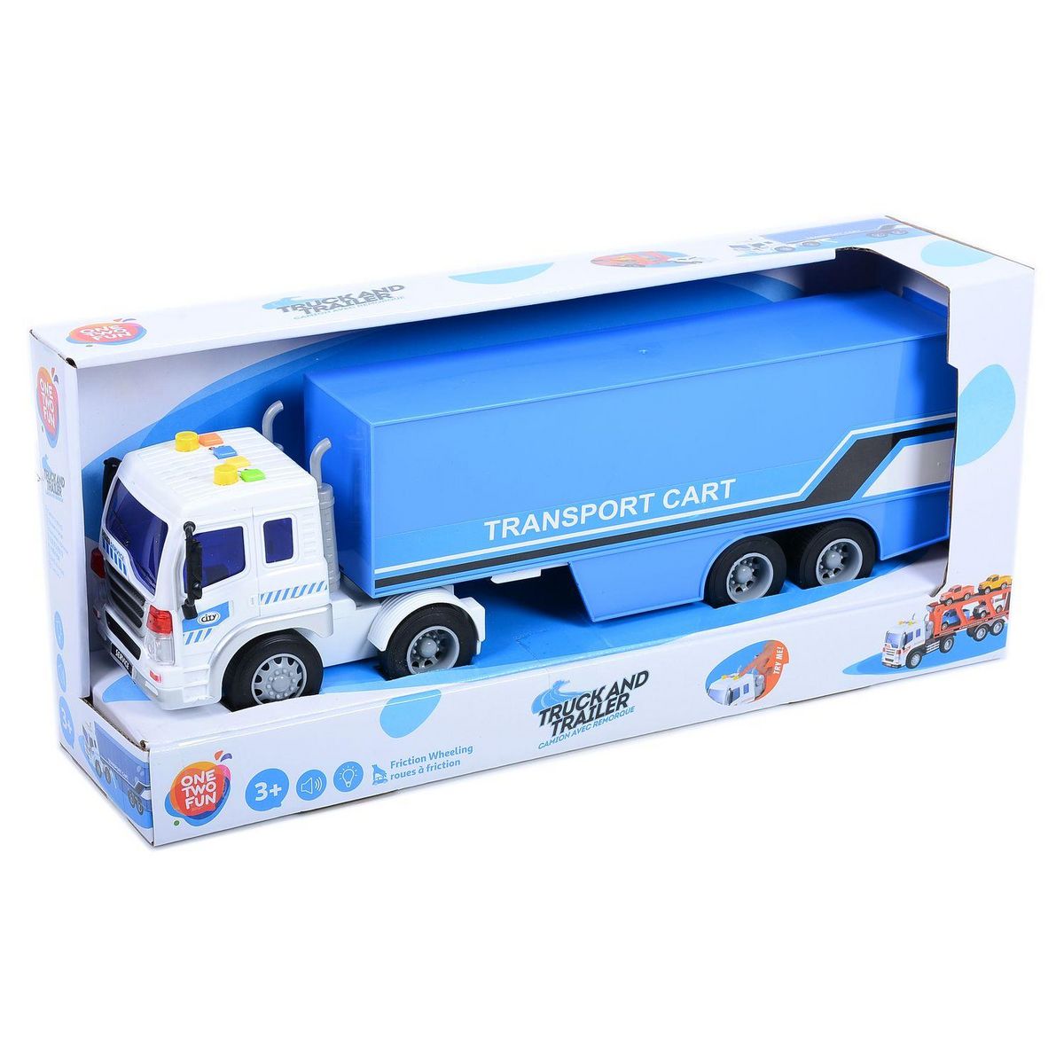 One Two Fun Camion de transport avec sons et lumière + 4 véhicules