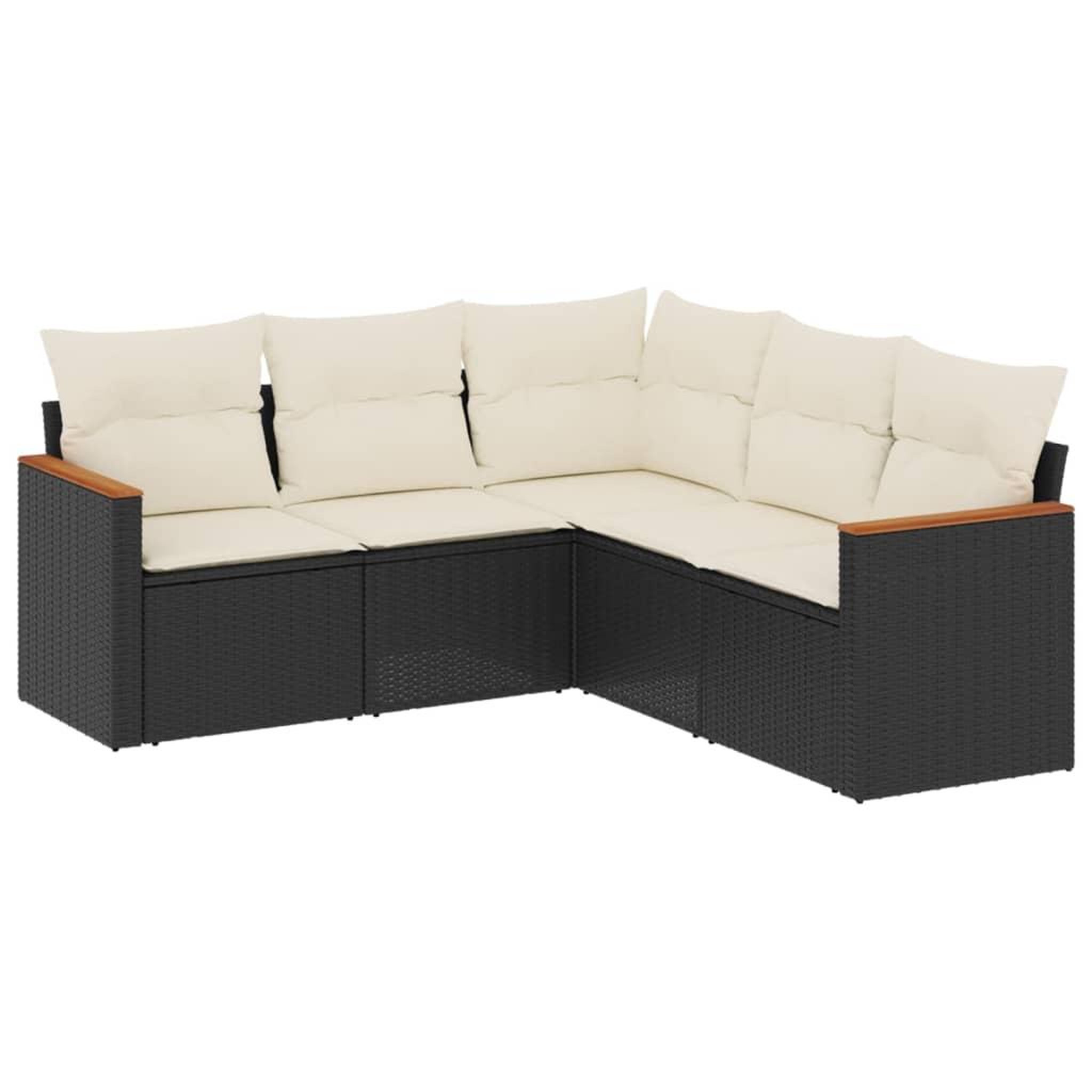 Voir la diapositive 2 : VIDAXL Salon de jardin 5 pcs avec coussins noir resine tressee