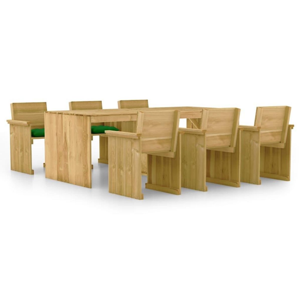 VIDAXL Ensemble a manger de jardin 7 pcs avec coussins pin impregne