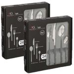 TOILINUX Lot de 2 Ménagères Lya en Acier Inoxydable - 48 Couverts. Coloris disponibles : Noir