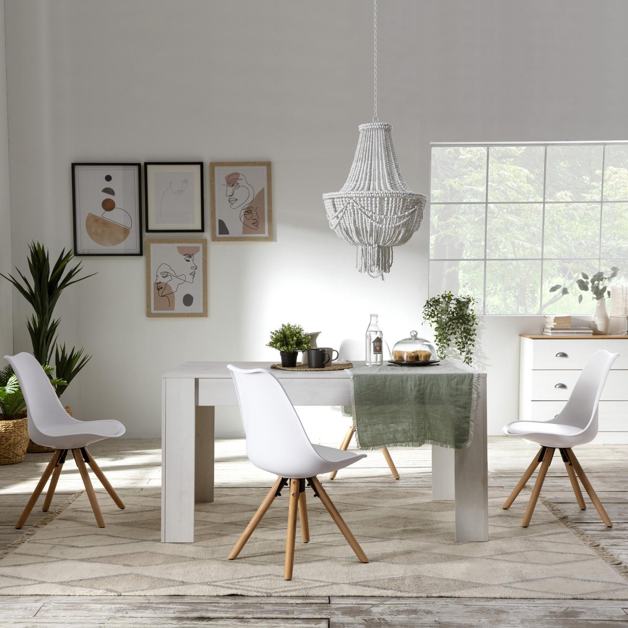 Voir la diapositive 5 : VS VENTA-STOCK Set de 2 chaises Salle à Manger Jeff Style Nordique Blanc, 54 cm x 49 cm x 84 cm