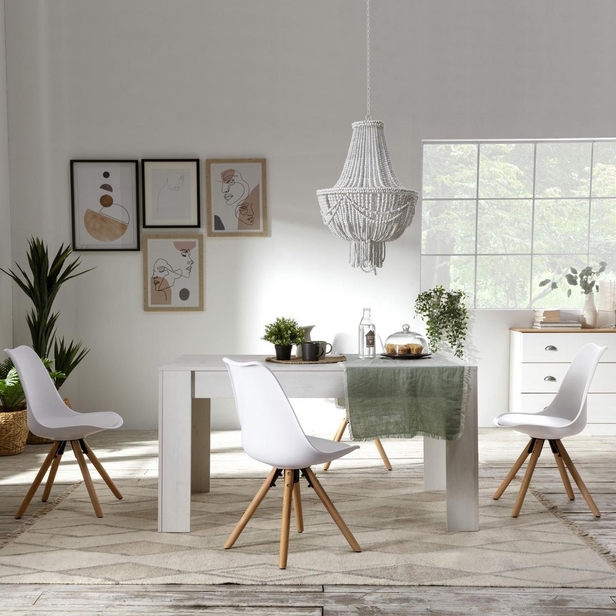 VS VENTA-STOCK Set de 2 chaises Salle à Manger Jeff Style Nordique Blanc, 54 cm x 49 cm x 84 cm