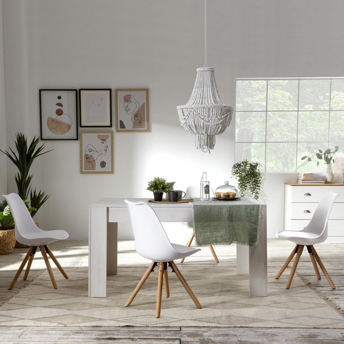 VS VENTA-STOCK Set de 2 chaises Salle à Manger Jeff Style Nordique Blanc, 54 cm x 49 cm x 84 cm