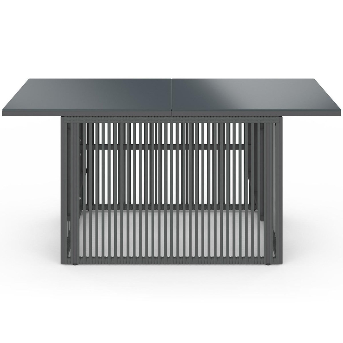 ID MARKET Table basse de jardin relevable rectangulaire 100 cm RIO structure métal et cordage gris anthracite