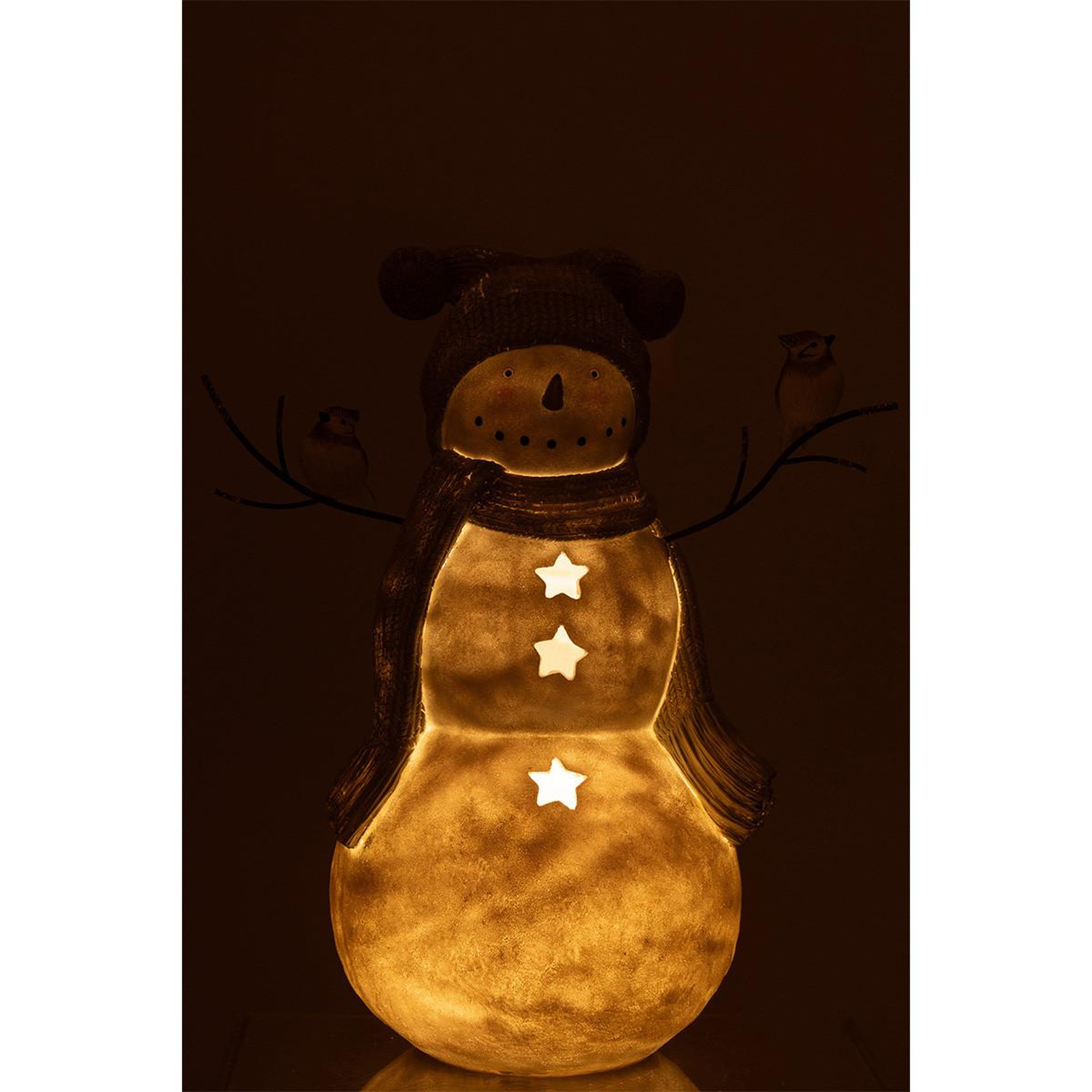 Voir la diapositive 3 : J-LINE Bonhomme de neige déco  oiseaux  50cm blanc