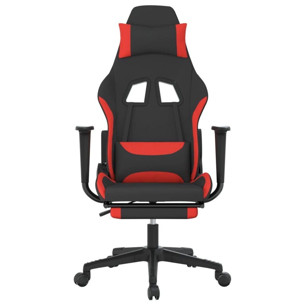 VIDAXL Chaise de jeu de massage avec repose-pied Noir et rouge Tissu