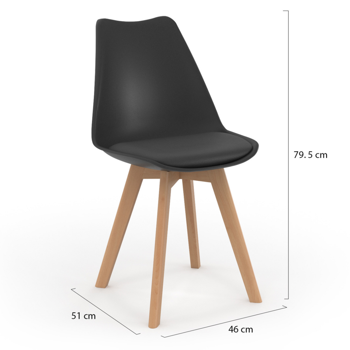 ID MARKET Lot de 6 chaises scandinaves SARA noires pour salle à manger
