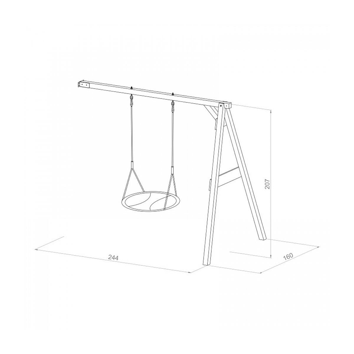 Axi House AXI Portique mural en bois Blanc Marron avec balancoire siege nid rond