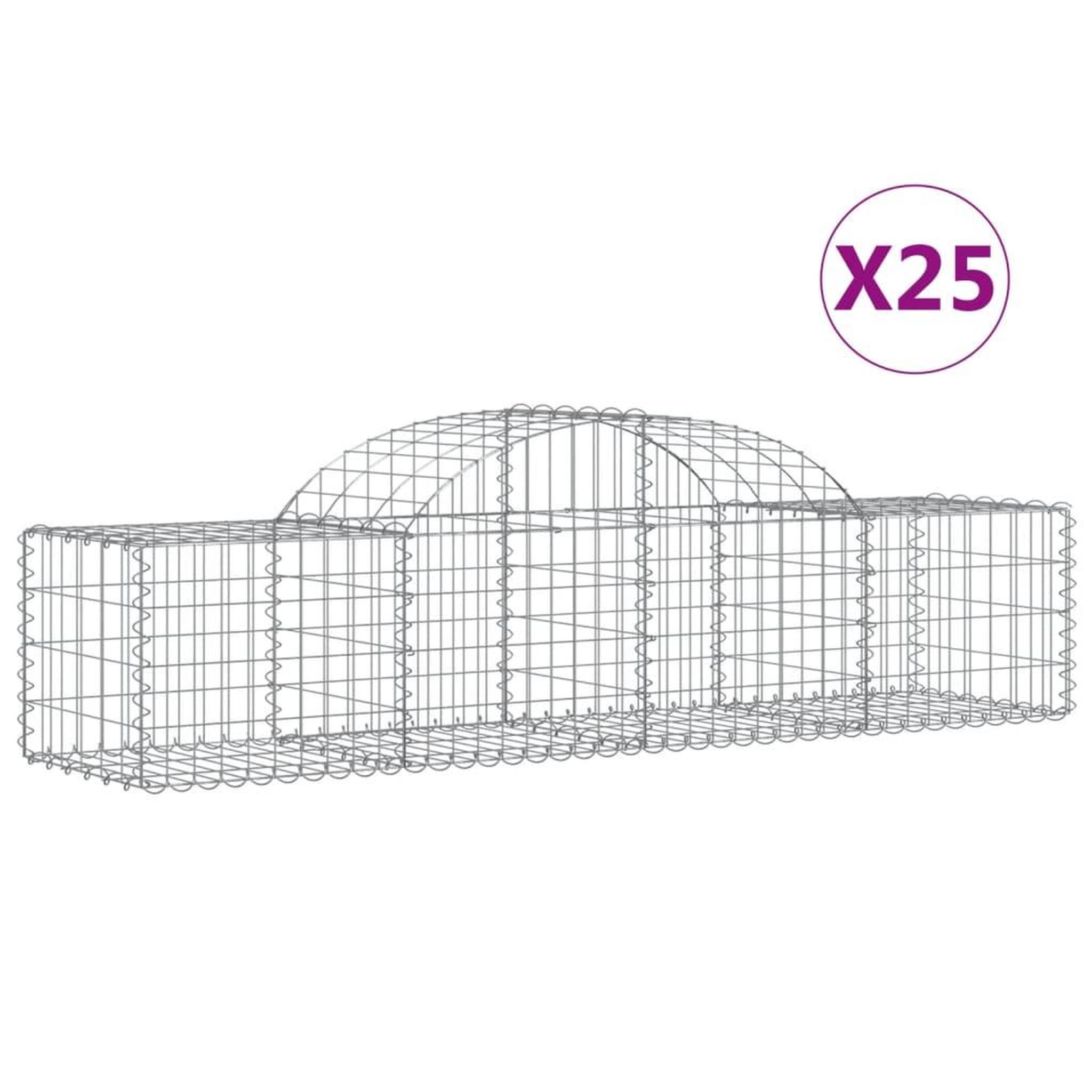 Voir la diapositive 2 : VIDAXL Paniers a gabions arques 25 pcs 200x50x40/60 cm fer galvanise