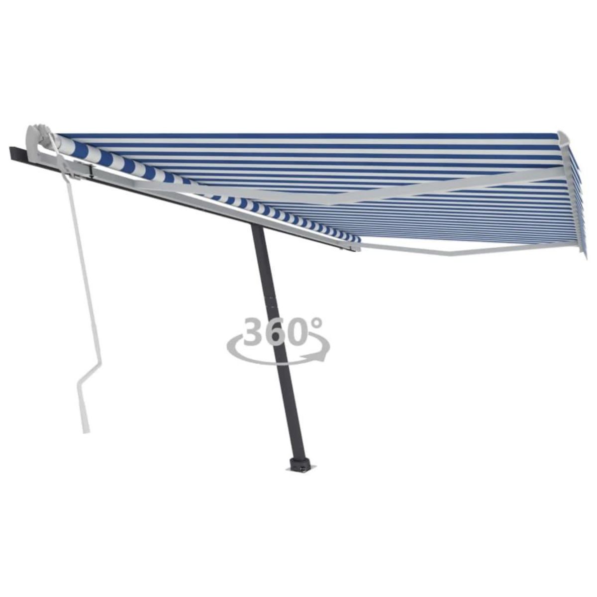 VIDAXL Auvent manuel retractable sur pied 400x300 cm Bleu et blanc