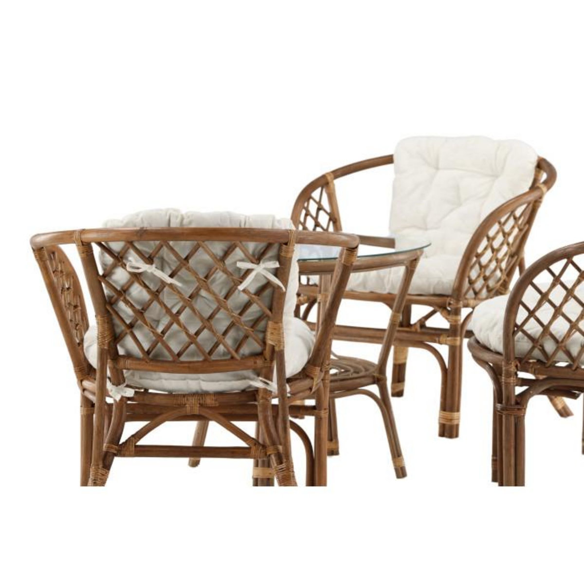 Paris Prix Salon de Jardin 4 Places en Rotin  Wera  115cm Naturel