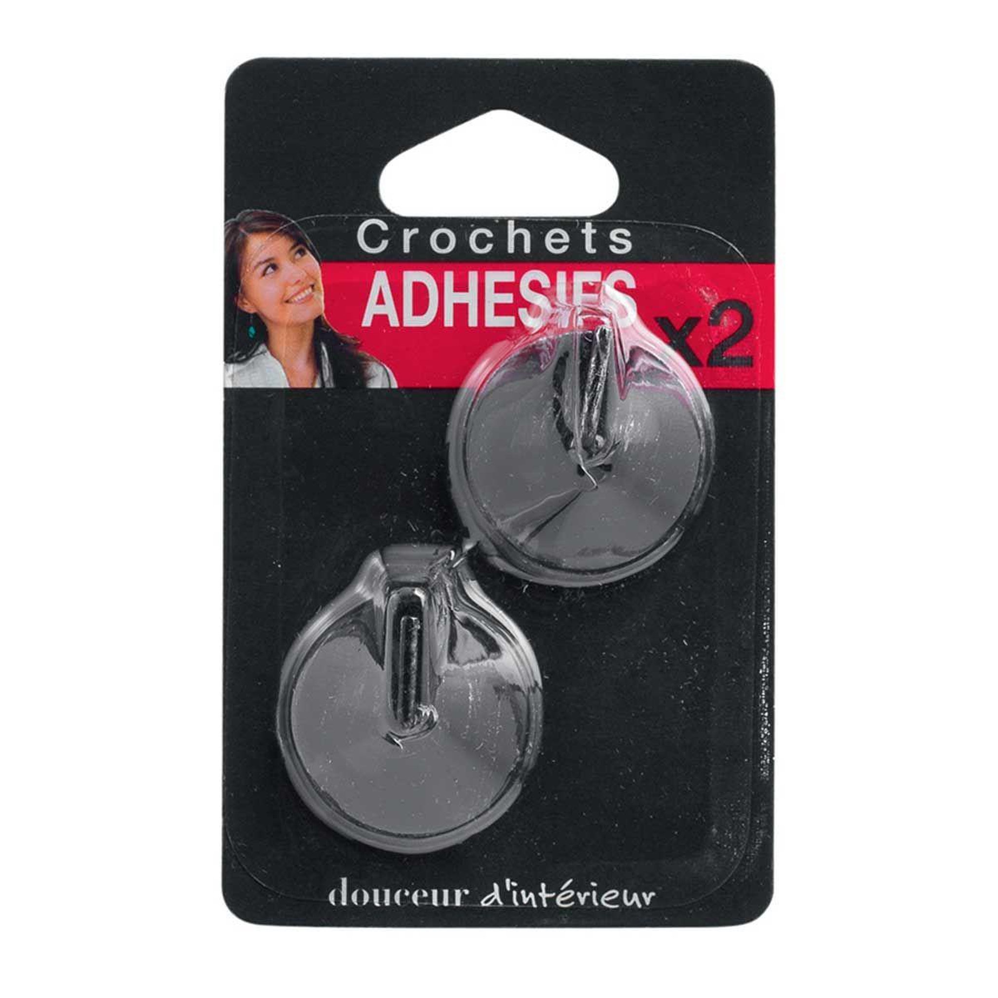 Voir la diapositive 2 : Douceur d'Intérieur Lot de 2 crochets adhésifs  déco  11cm noir & argent