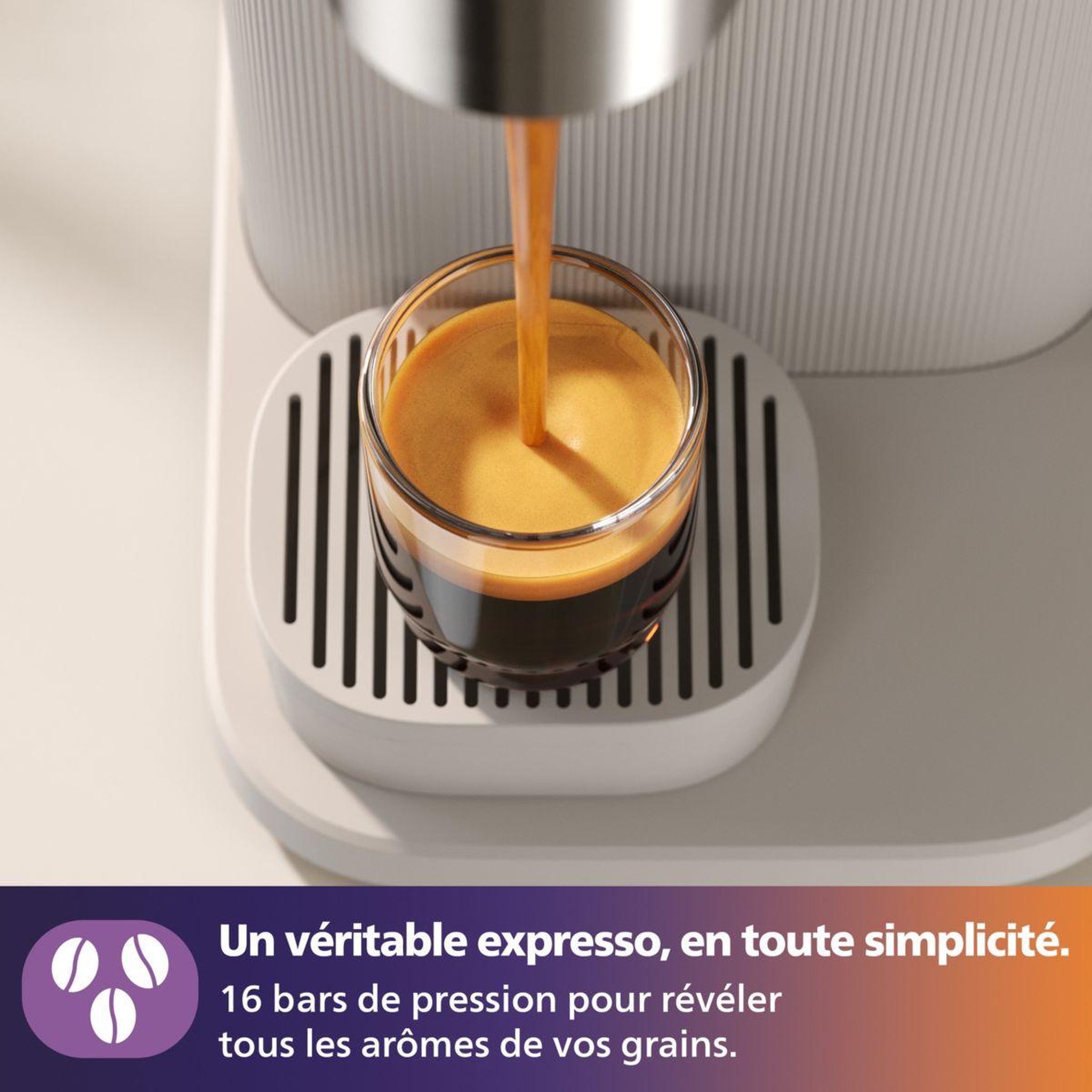 Voir la diapositive 5 : Philips Machine à expresso baristina bar300/03 cafetière à grain blanche + porte-filtre jaune mangue