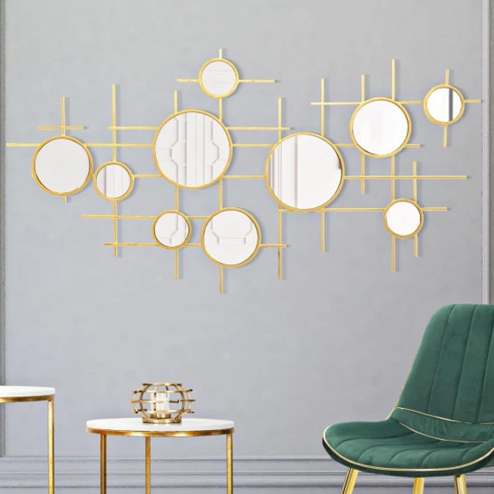 Voir la diapositive 5 : Paris Prix Miroir Mural Composition Déco  Gloxy  117cm Or