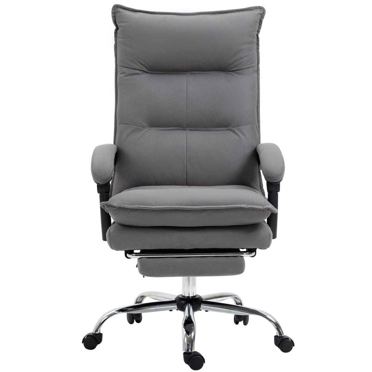 VINSETTO Fauteuil de bureau massant chauffant inclinable réglable repose-pieds rétractable microfibre gris