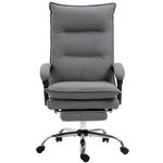 VINSETTO Fauteuil de bureau massant chauffant inclinable réglable repose-pieds rétractable microfibre gris