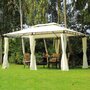 OUTSUNNY Tonnelle barnum pavillon de jardin style colonial double toit toiles latérales amovibles 3L x 4l x 2,65H m crème