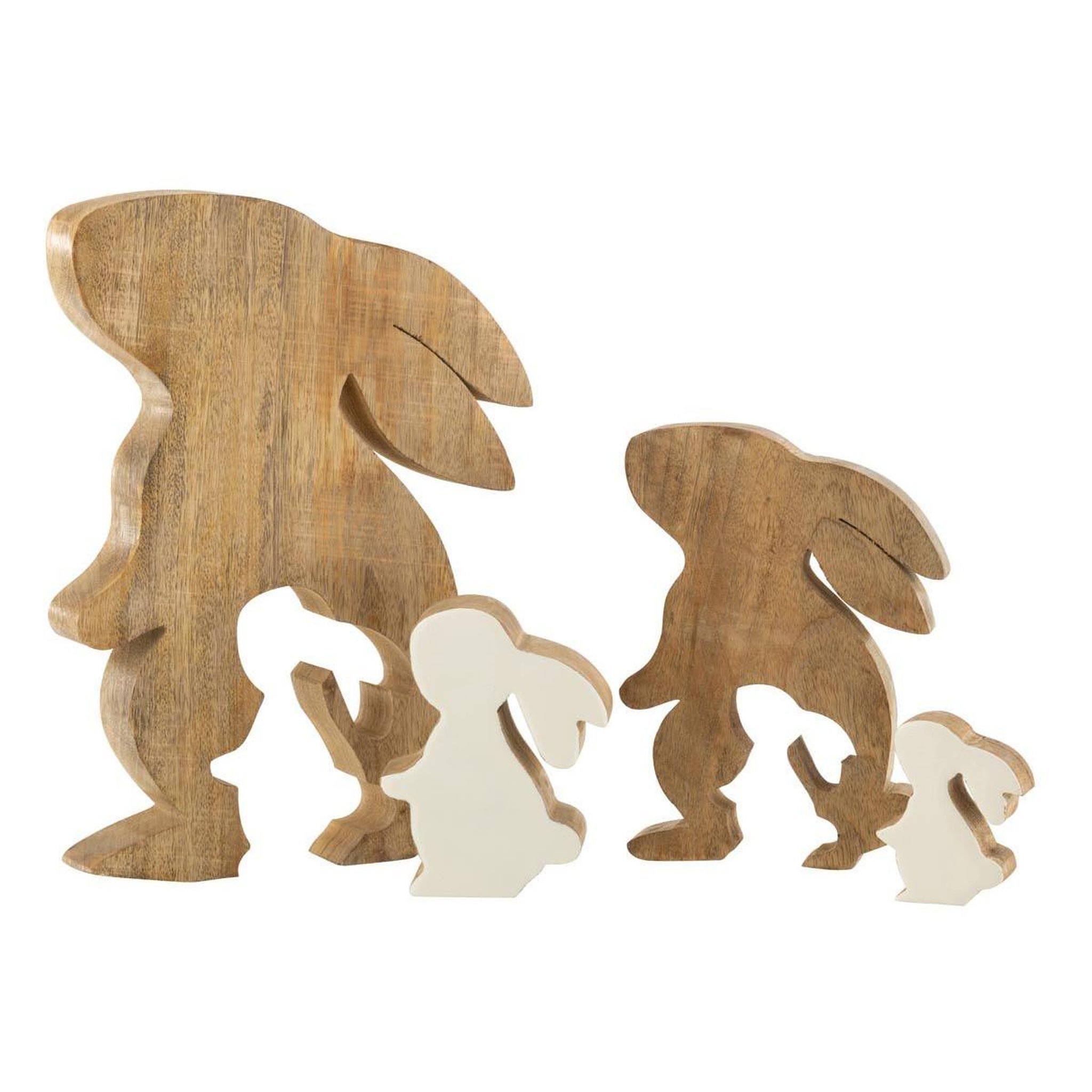 Voir la diapositive 3 : J-LINE Statuette déco  lapin de profil  30cm naturel