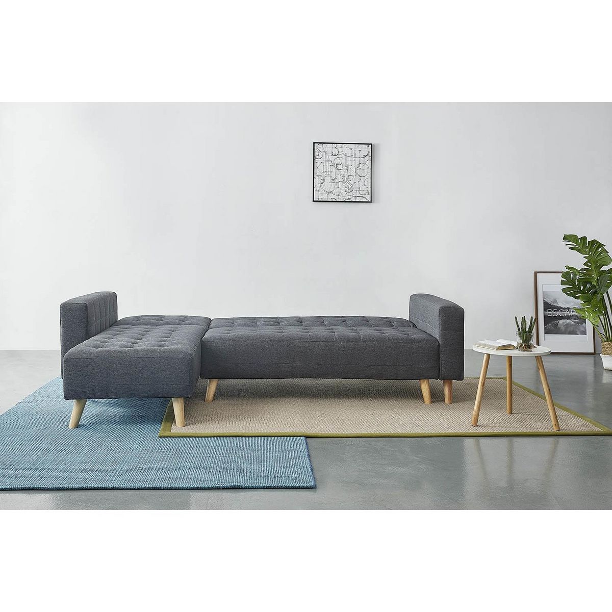 CONCEPT USINE Canapé d'angle gauche convertible 4 places gris SHERBROOKE