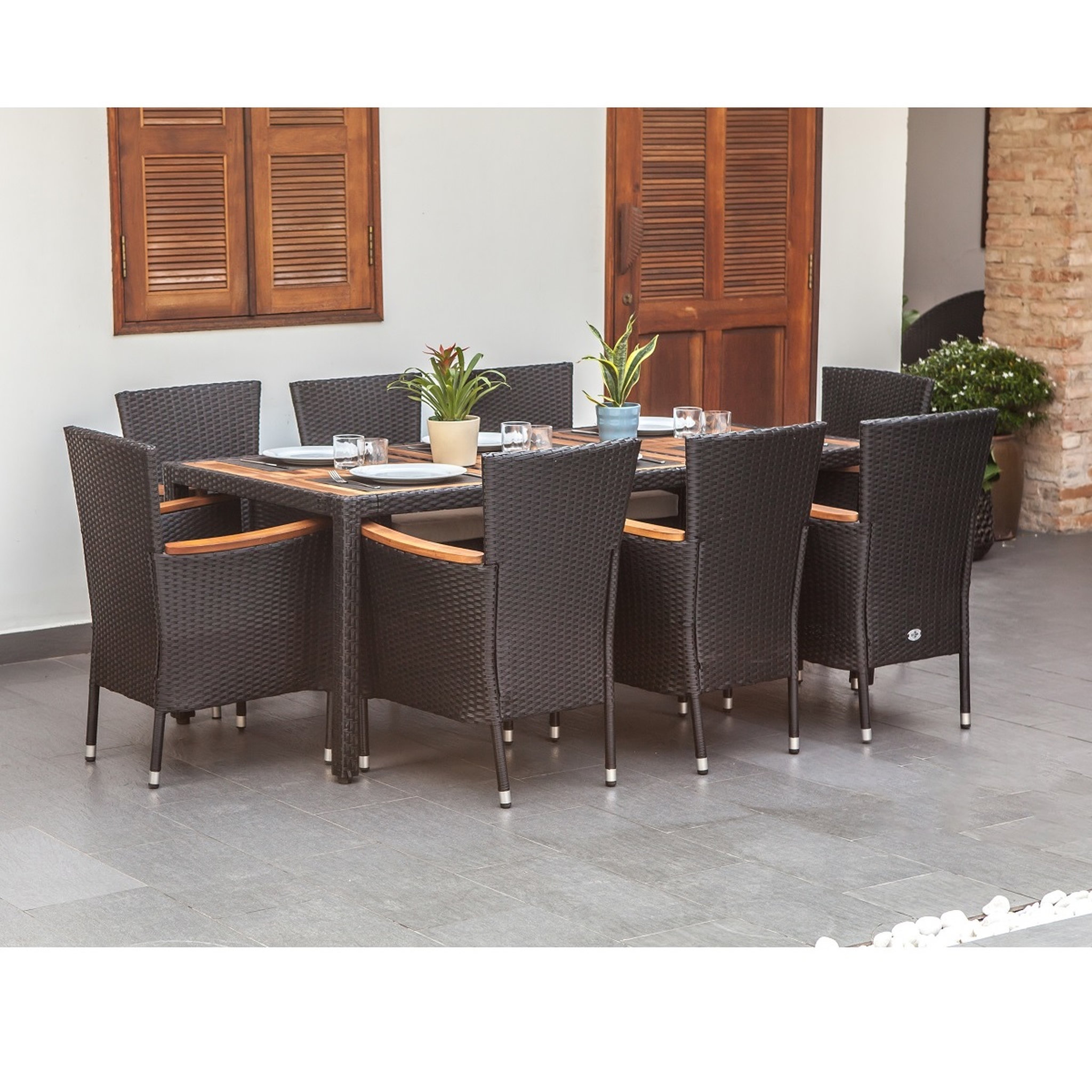 Voir la diapositive 7 : Salon de jardin 8 personnes bois acacia BELIZE