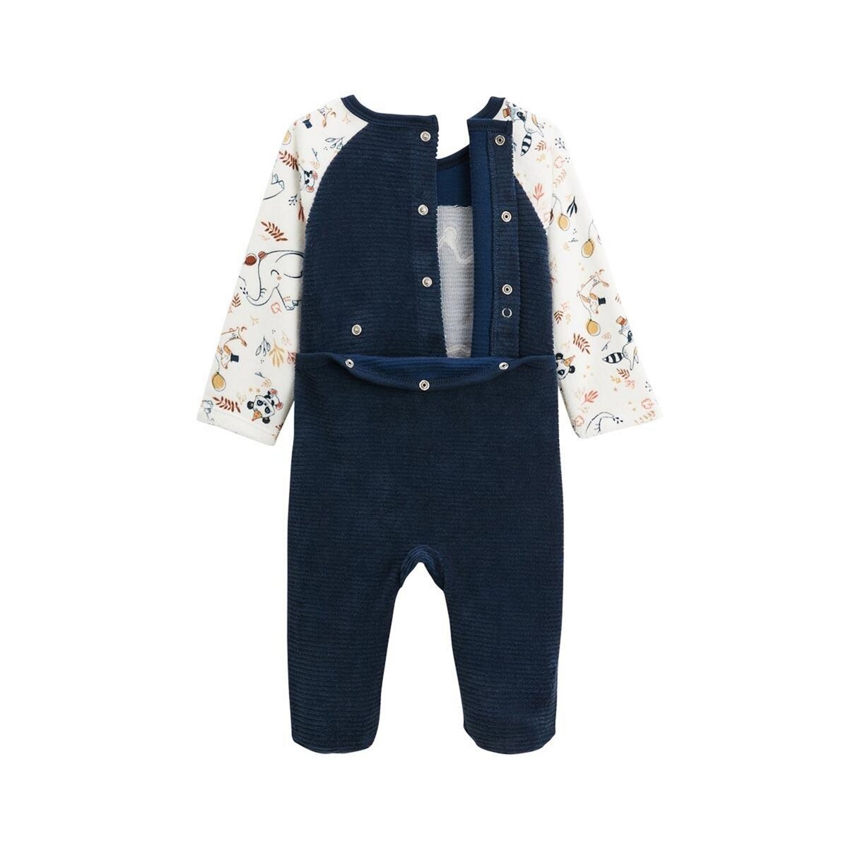 Petit Béguin Pyjama bébé en velours Cirque d'automne