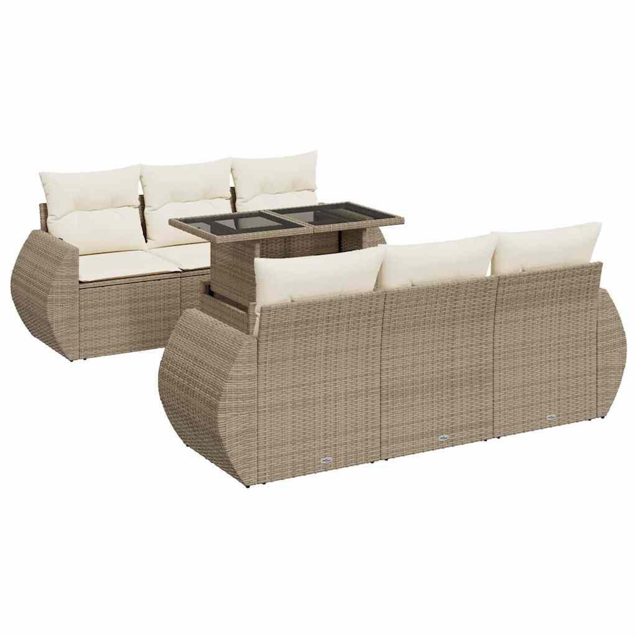 Voir la diapositive 2 : VIDAXL Salon de jardin avec coussins 7 pcs beige resine tressee