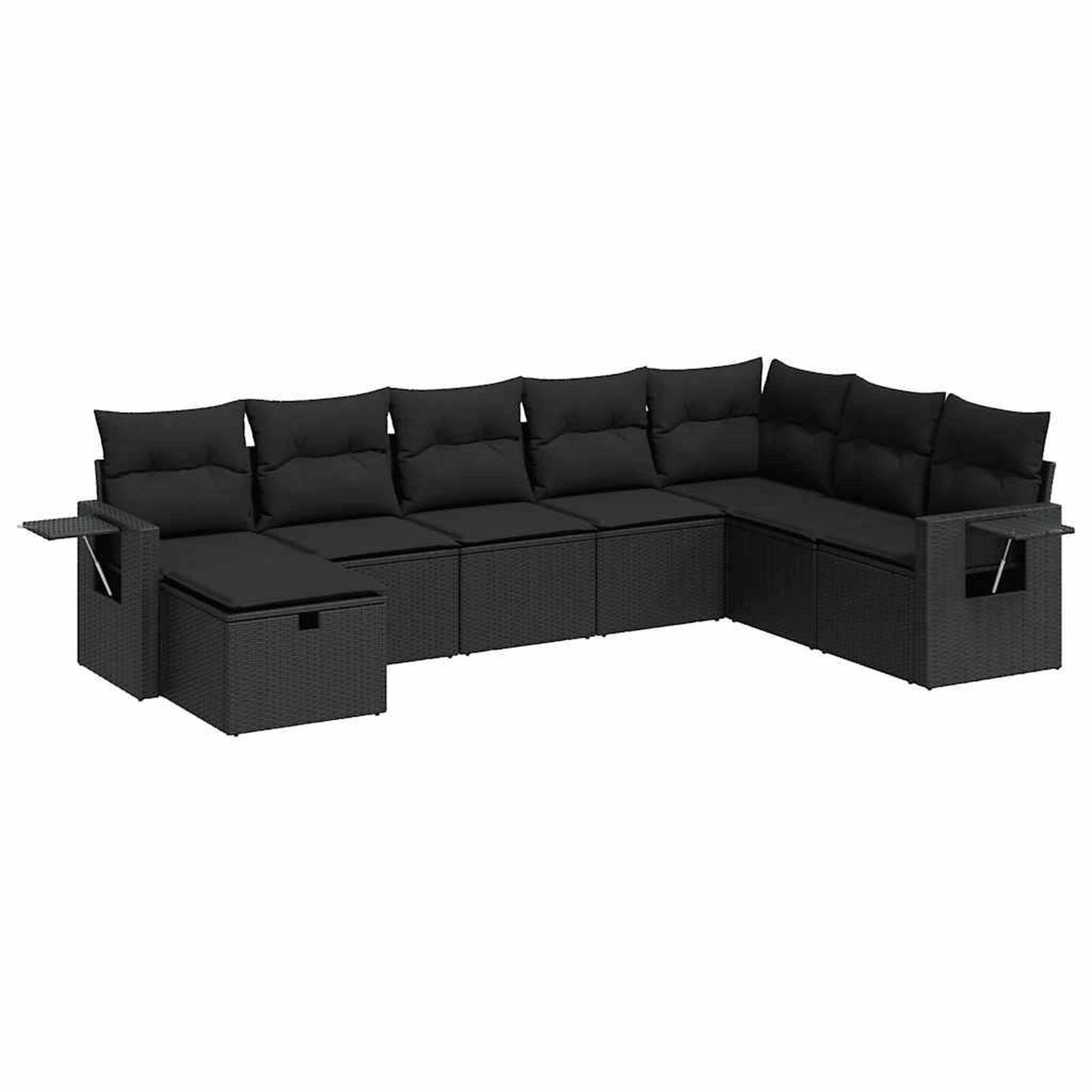Voir la diapositive 2 : VIDAXL Salon de jardin 8 pcs avec coussins noir resine tressee