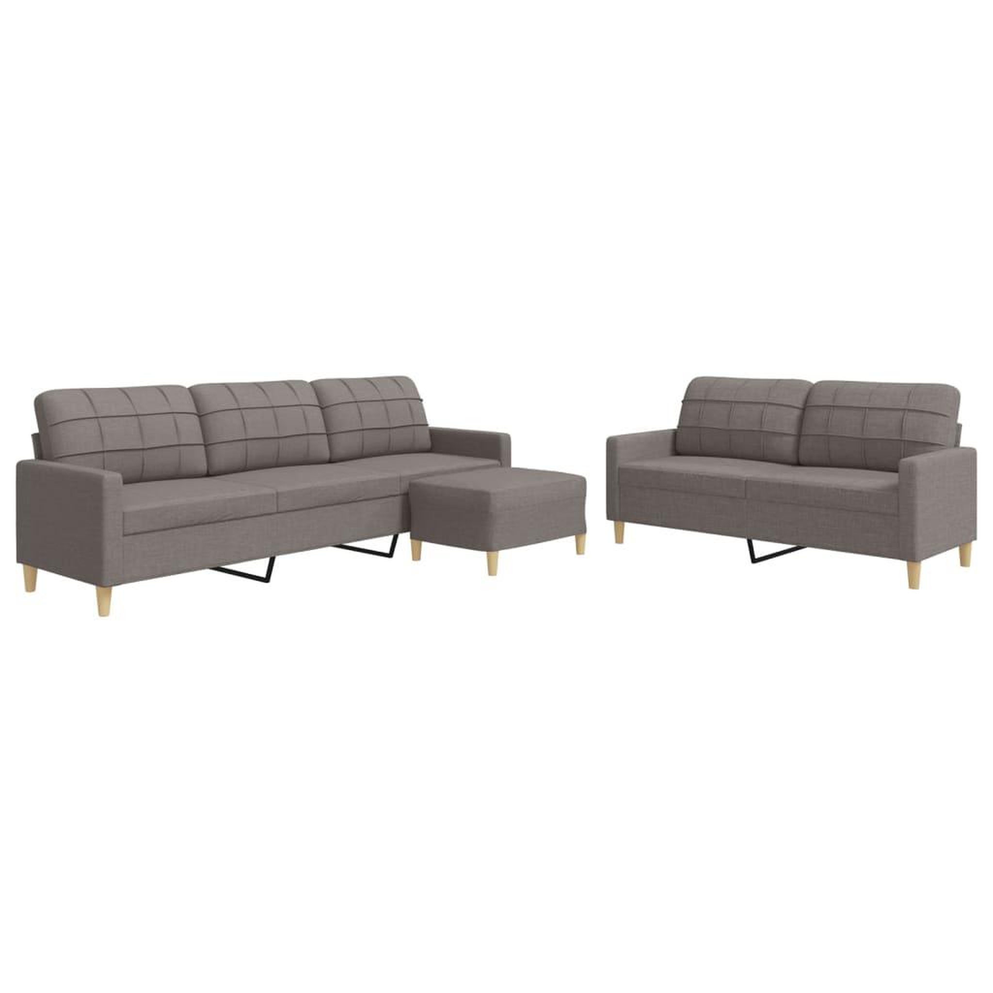 Voir la diapositive 2 : VIDAXL Ensemble de canapes 3 pcs avec repose-pied taupe tissu