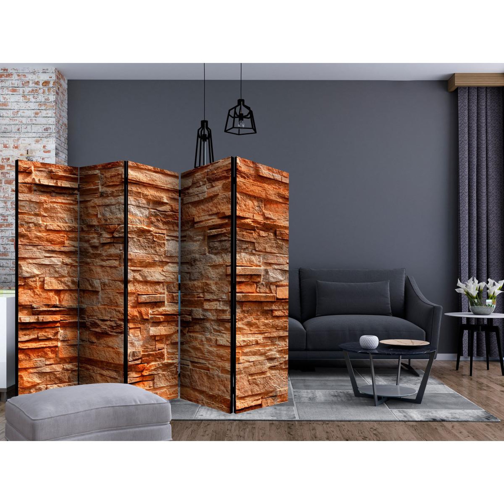 Voir la diapositive 2 : Paris Prix Paravent 5 volets  orange stone  172x225cm