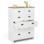 Voir la diapositive 4 : ID MARKET Commode 6 tiroirs ISIS 80 cm blanc et plateau bois