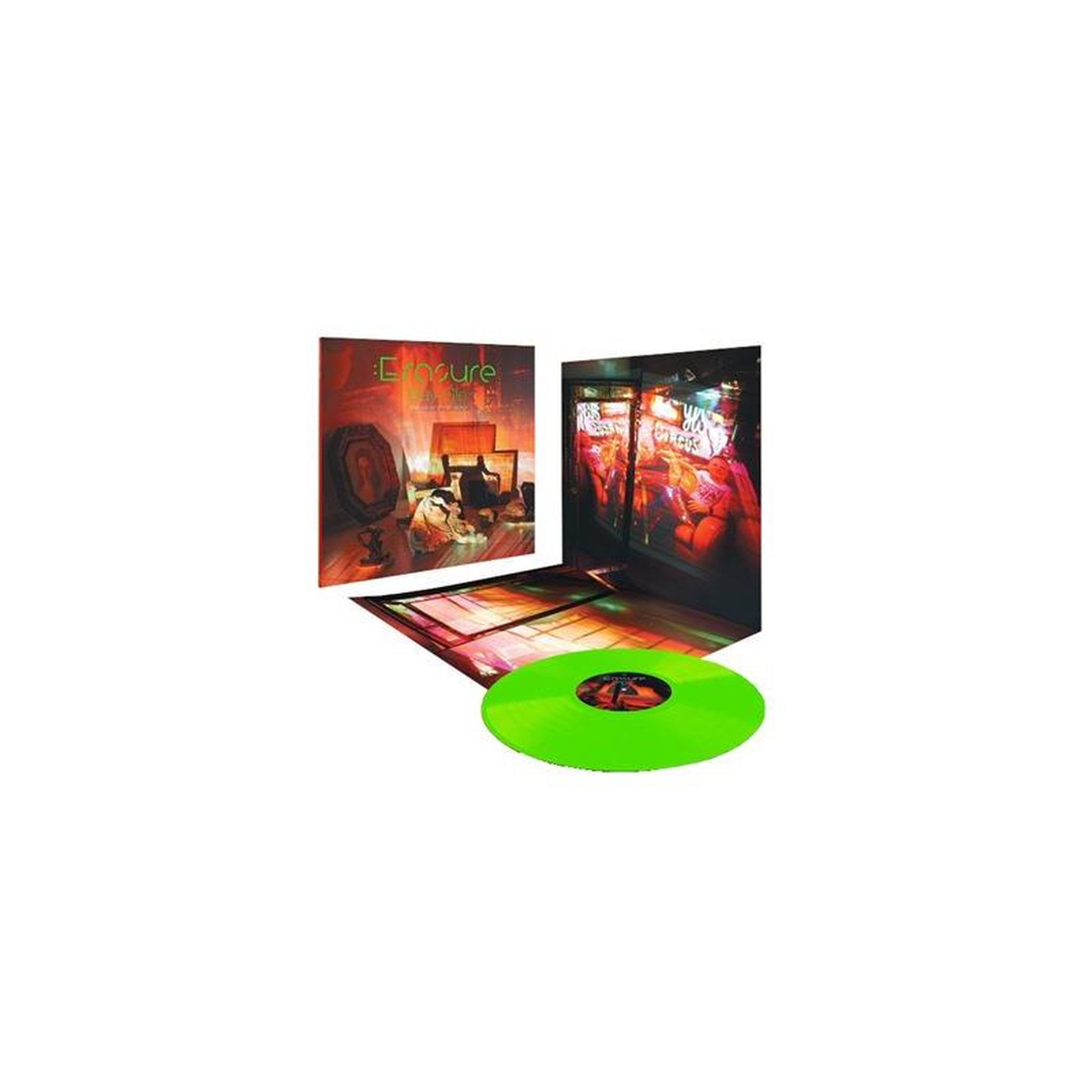 Vinyle « day glo (based on a true story) », vert fluo, pochette dépliante, visuel graphique