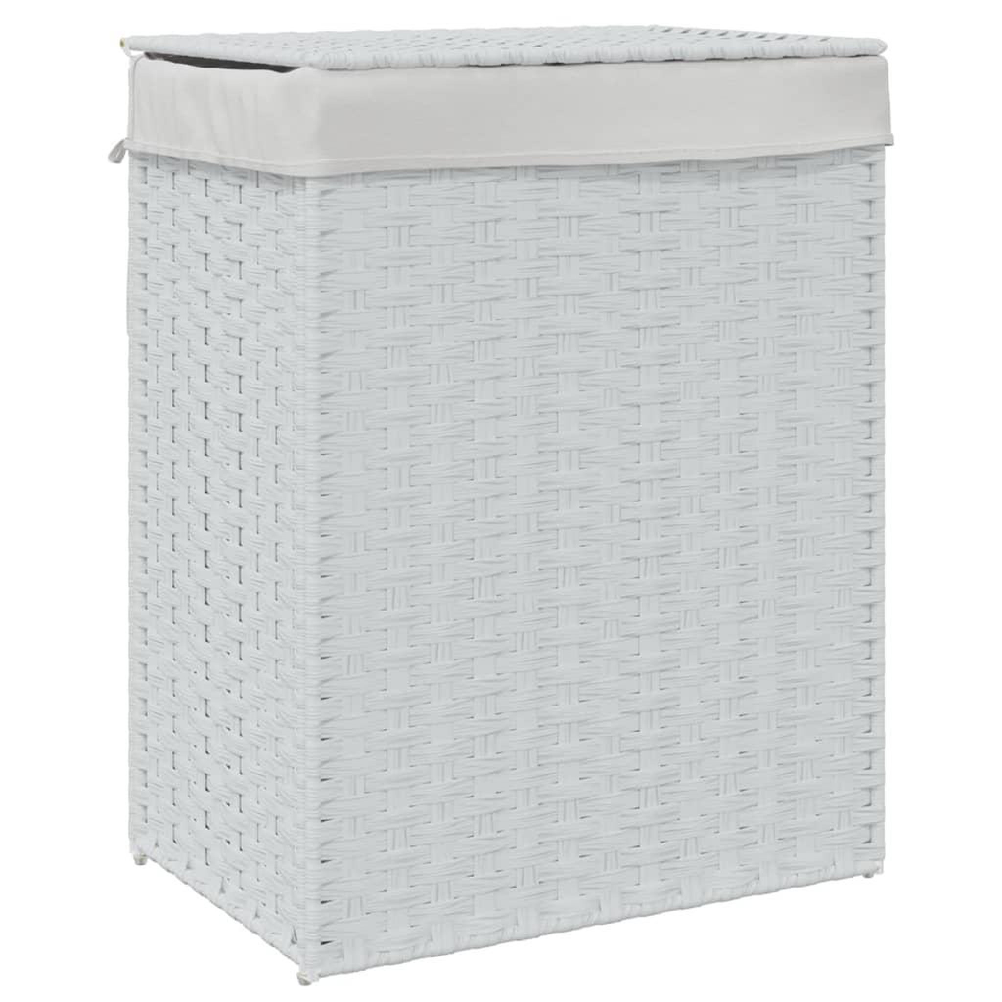 Voir la diapositive 2 : VIDAXL Panier a linge avec couvercle blanc 46x33x60 cm resine tressee