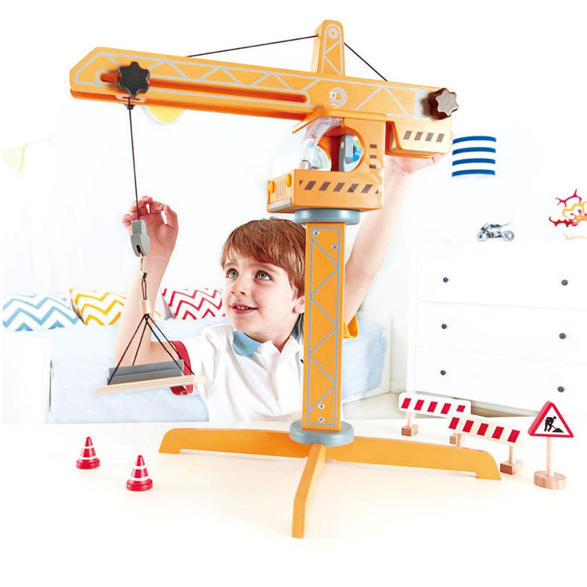 Voir la diapositive 4 : Hape Jouet éducatif Hape Grue élévatrice jaune et orange