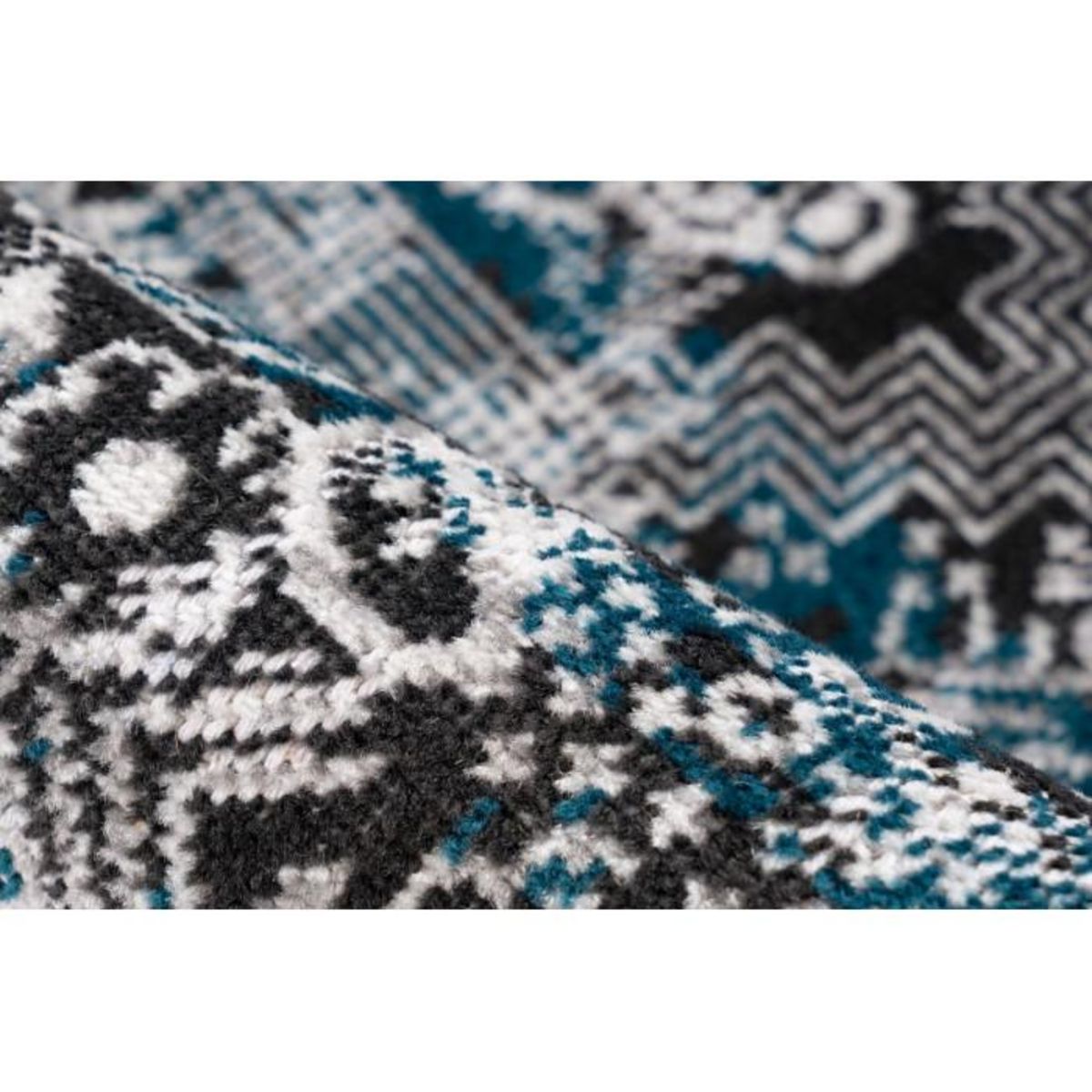 Paris Prix Tapis Imprimé Oriental à Poils Courts  Ariya  Bleu