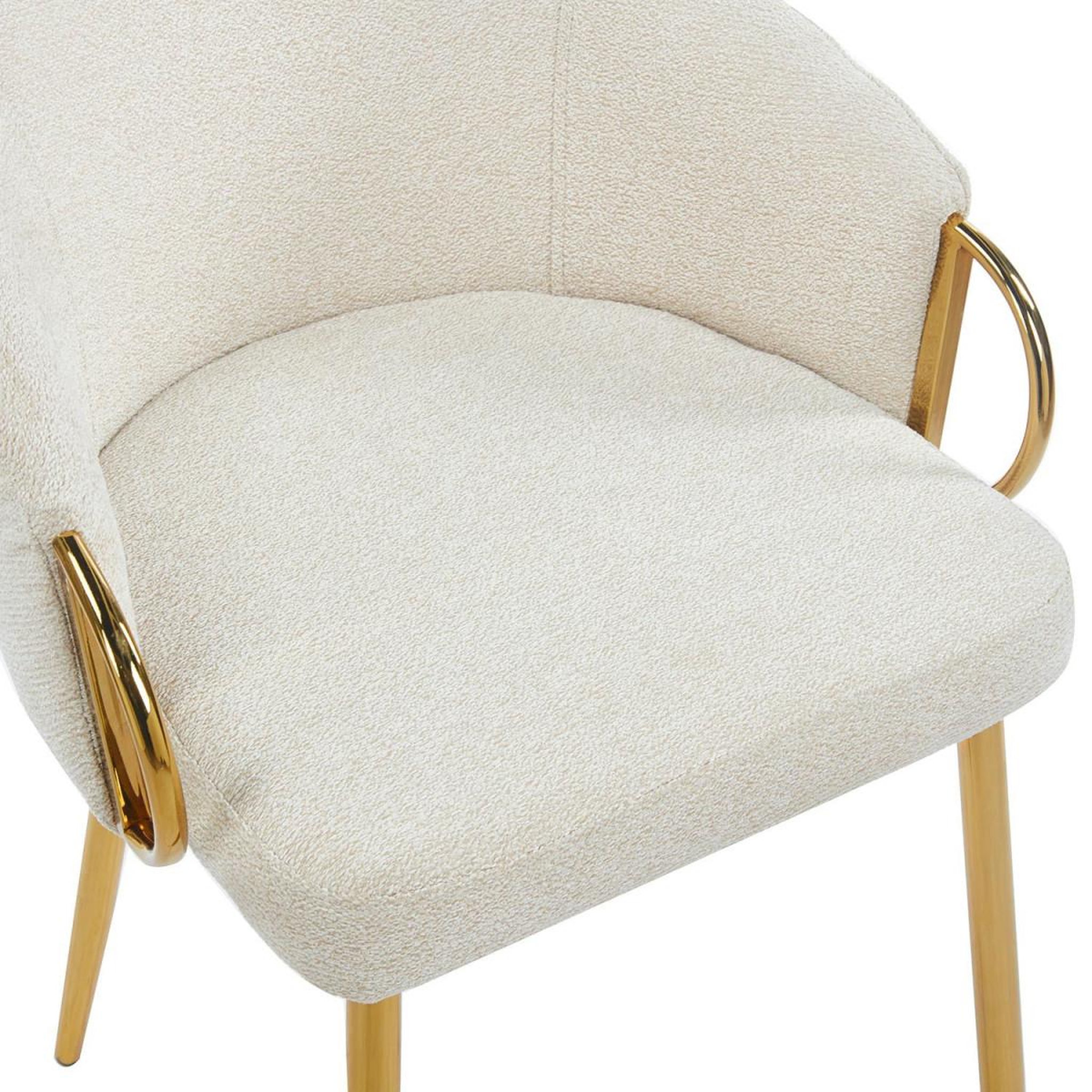 Voir la diapositive 6 : Paris Prix Lot de 2 chaises en tissu bouclette  julia  74cm beige & or
