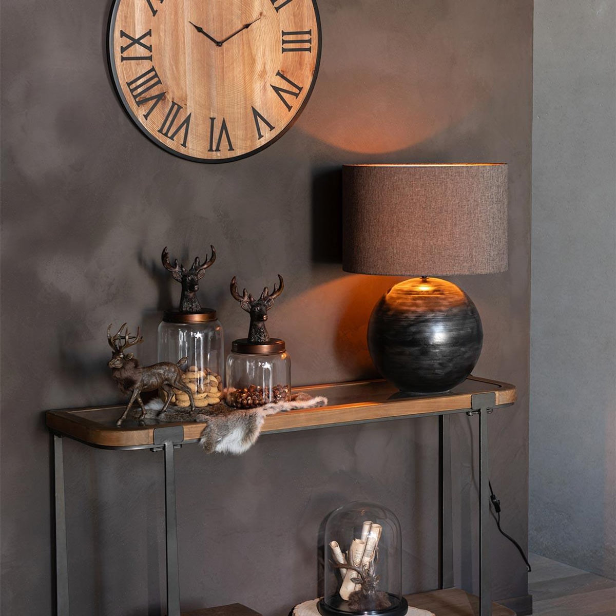 Paris Prix Lampe à Poser en Métal  Bol  78cm Noir