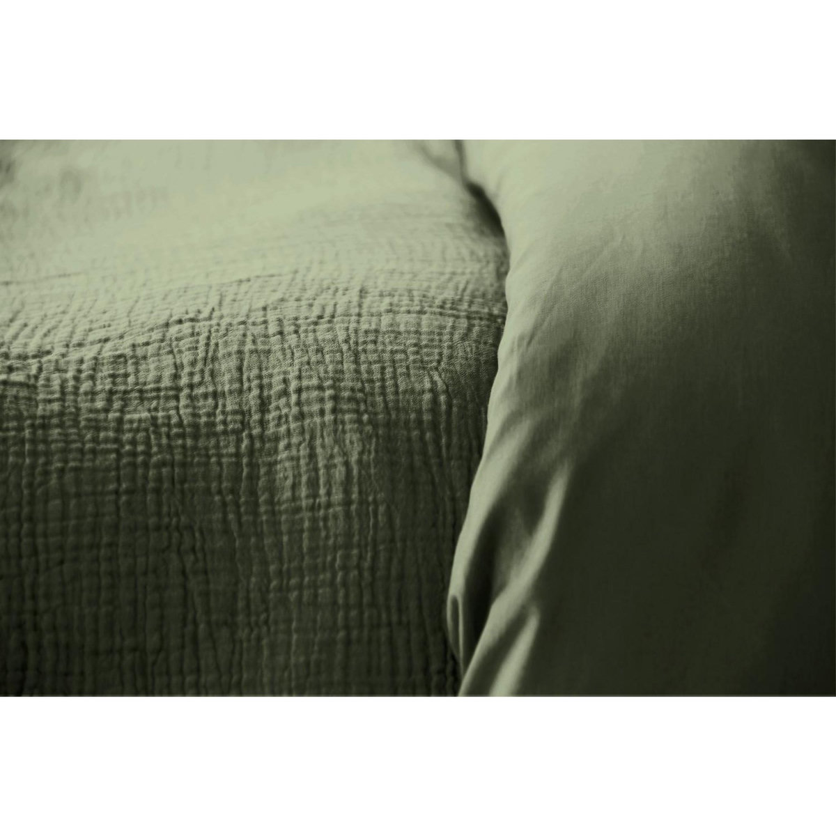 Home collection Parure housse de couette 100% gaze de coton 57 fils - kaki