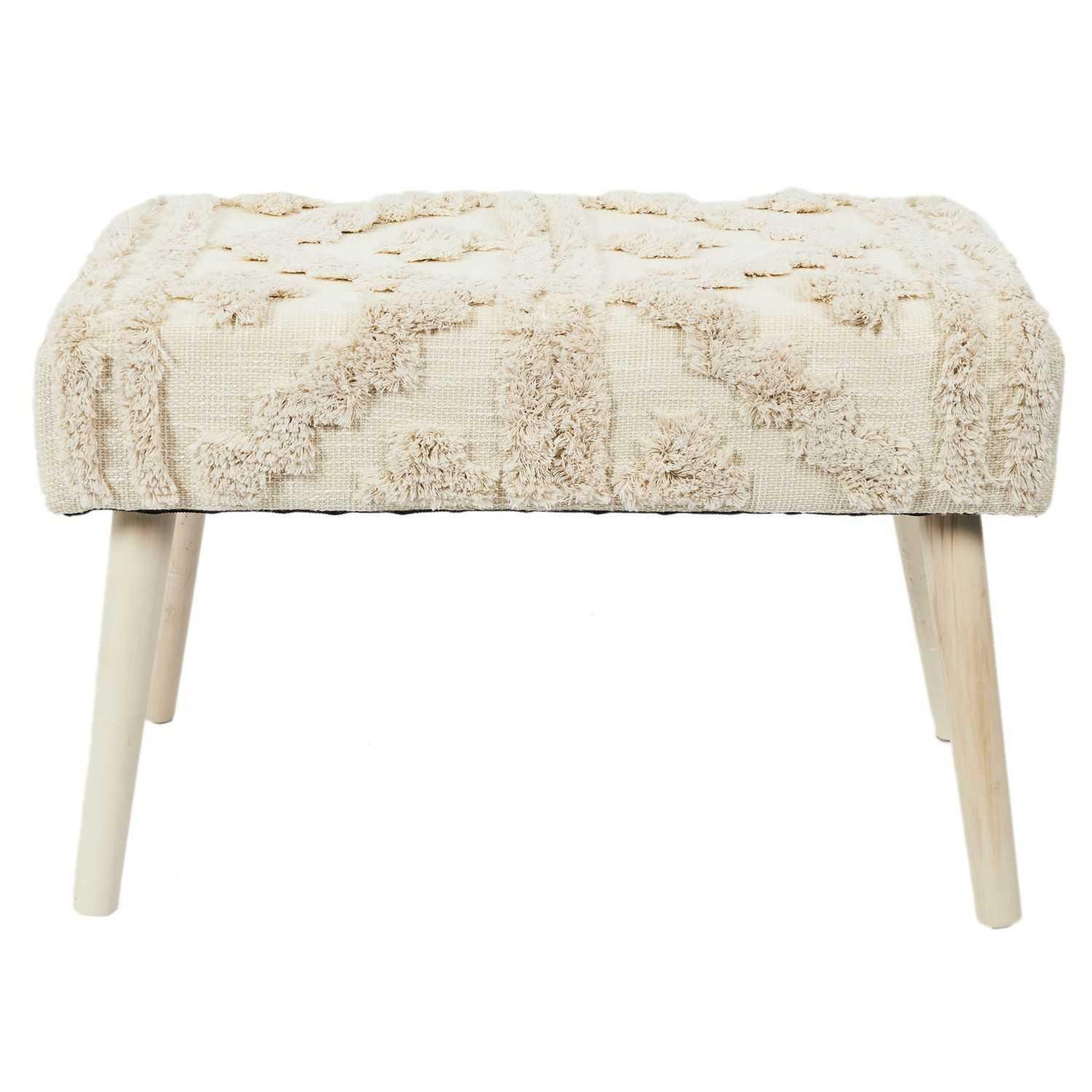 Voir la diapositive 5 : TOILINUX Banc mirage avec détails motif en polyester et mdf - beige et blanc